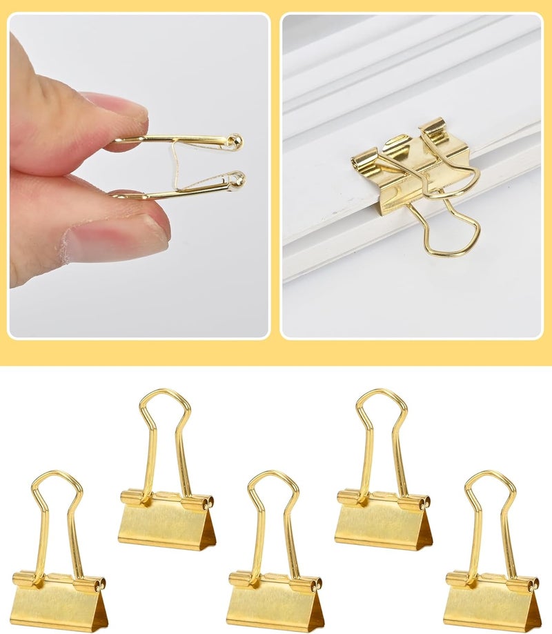CUARUSUIKA Binder Clips, 50 Pack, 0.75 in Small Paper Clips for Office,(Gold) - Image 4